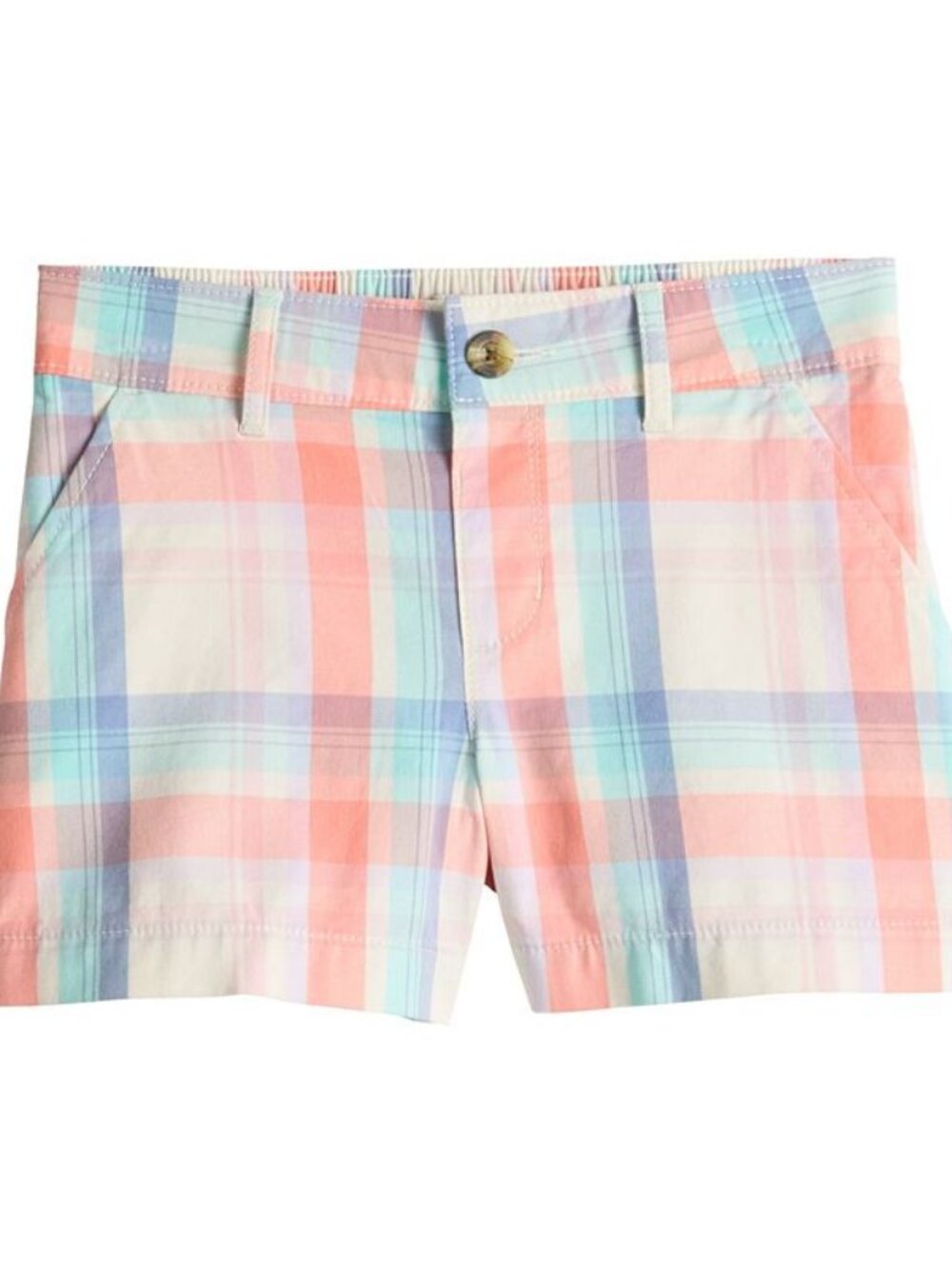 Big Girl's SO Twill Flat Front Plaid Shorts - Multi Plaid - 18+ - NWT